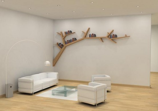 Stylish and Simple Tree Branch Bookshelf