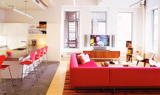 Tribeca Lofts – Playing With Pink Color in Apartment Interior Design