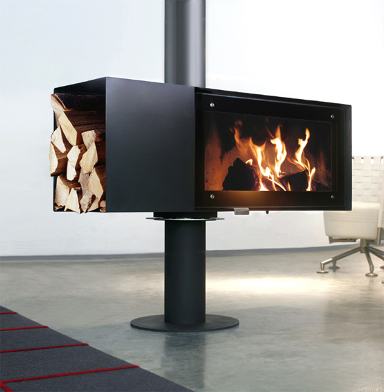 Contemporary Freestanding Fireplace That You Easily Could Turned Around