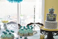 turquoise and yellow gender neutral baby shower