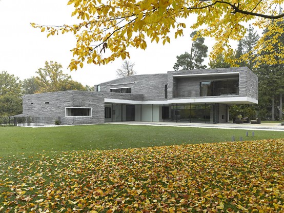 Two-Story House with Rough Stone Facade – House M