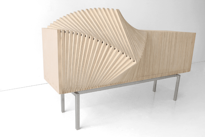 Unique wave dining storage cabinet that changes structure  1