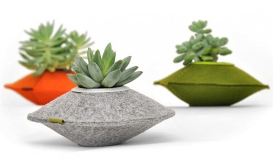 Unusual Colorful Planters Of Recycled Felt