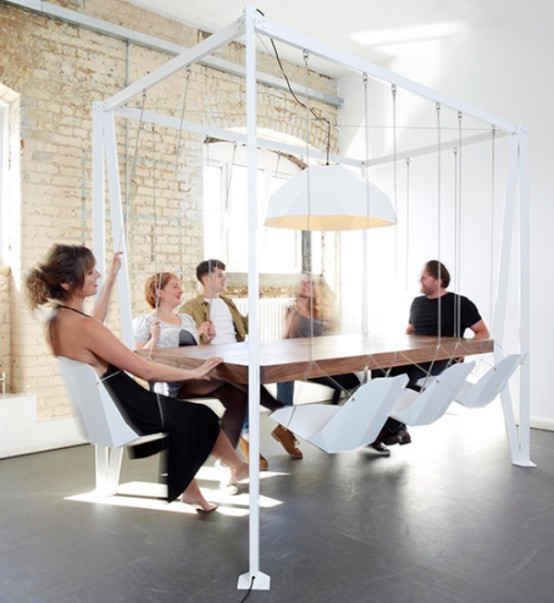 Unusual Swing Table For Having Fun At Meetings