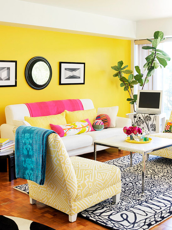 Vibrant Yellow Living Room