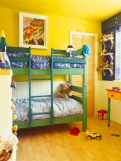 Vibrant Yellow Shared Kids Bedroom