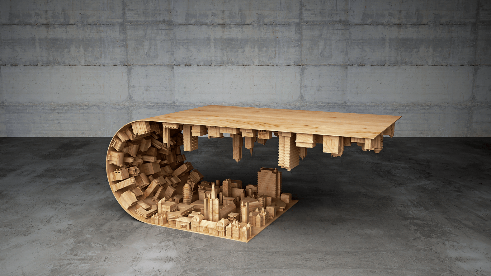 Wave city coffee table inspired by the movie inception  1