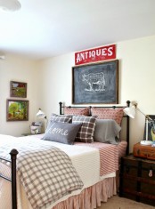 a cozy rustic bedroom design with industrial touches