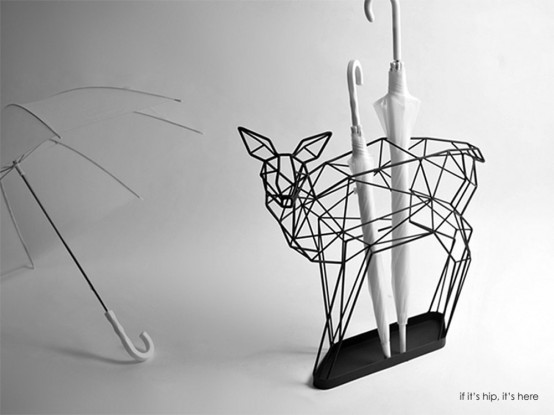 Whimsy Deer And Crane Umbrella Stands With Origami-Like Silhouettes