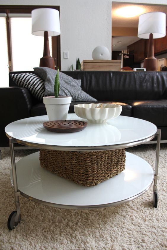 white IKEA Strind table for a modern living room