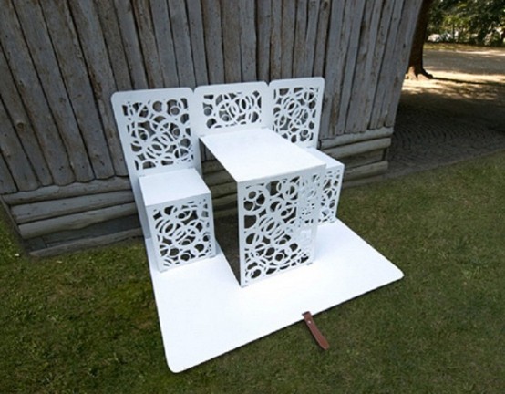 White Garden Furniture Of Recycled Materials