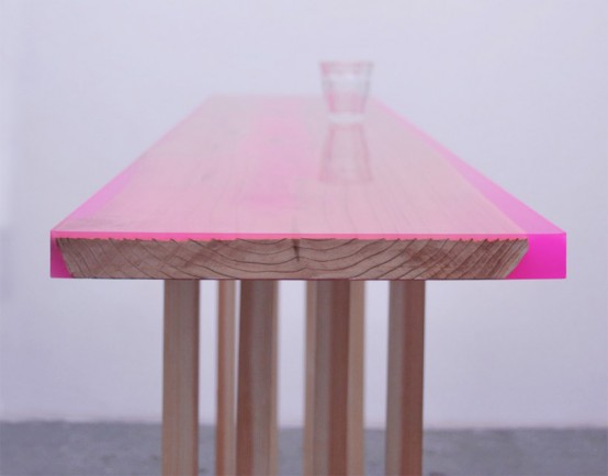 Contemporary Low Table With 8 Legs Covered With Epoxy Resin