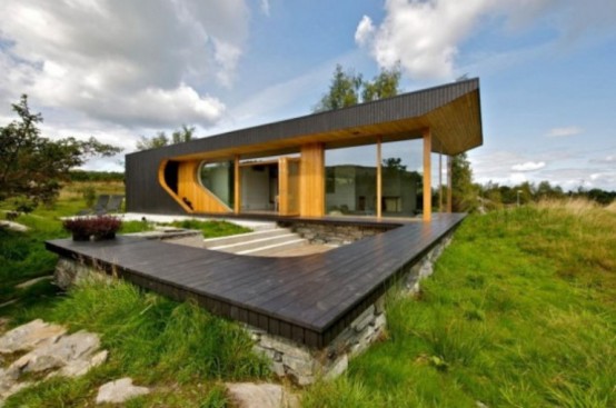 Modern Wooden Cabin With Folding Glass Walls