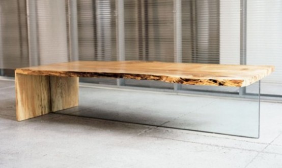 Contemporary Coffee Table Of Rustic Wood