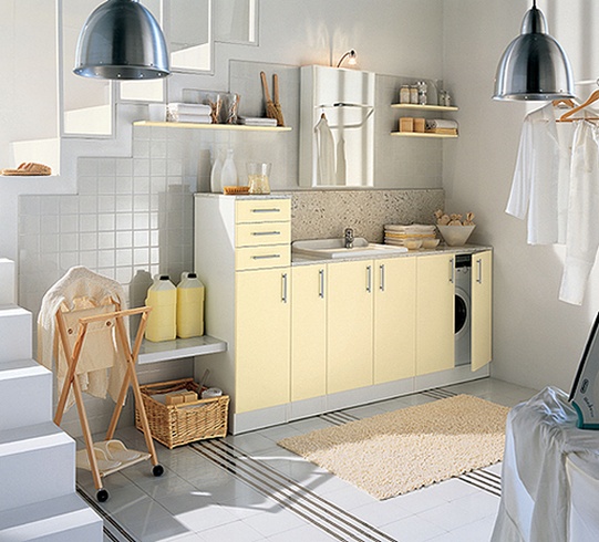 Yellow Laundry Room Design