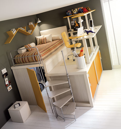 Colorful Teenage Loft Bedrooms by Tumidei