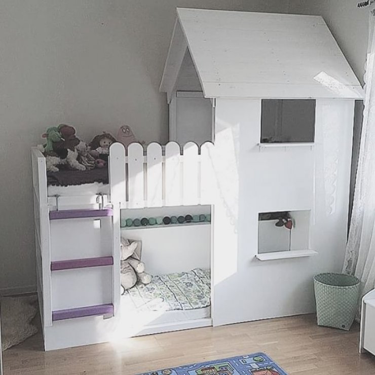 You can turn the loft bed into a beautiful all white castle