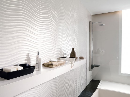 Zen-Like Pearl Bathroom Wall Tiles – Qatar by Porcelanosa